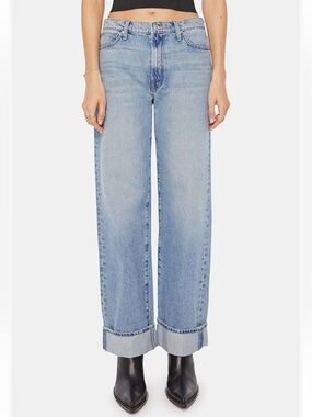 MOTHER The Dodger Skimp High Waist Cuffed Hem Wide Leg Jeans in Leap of Faith